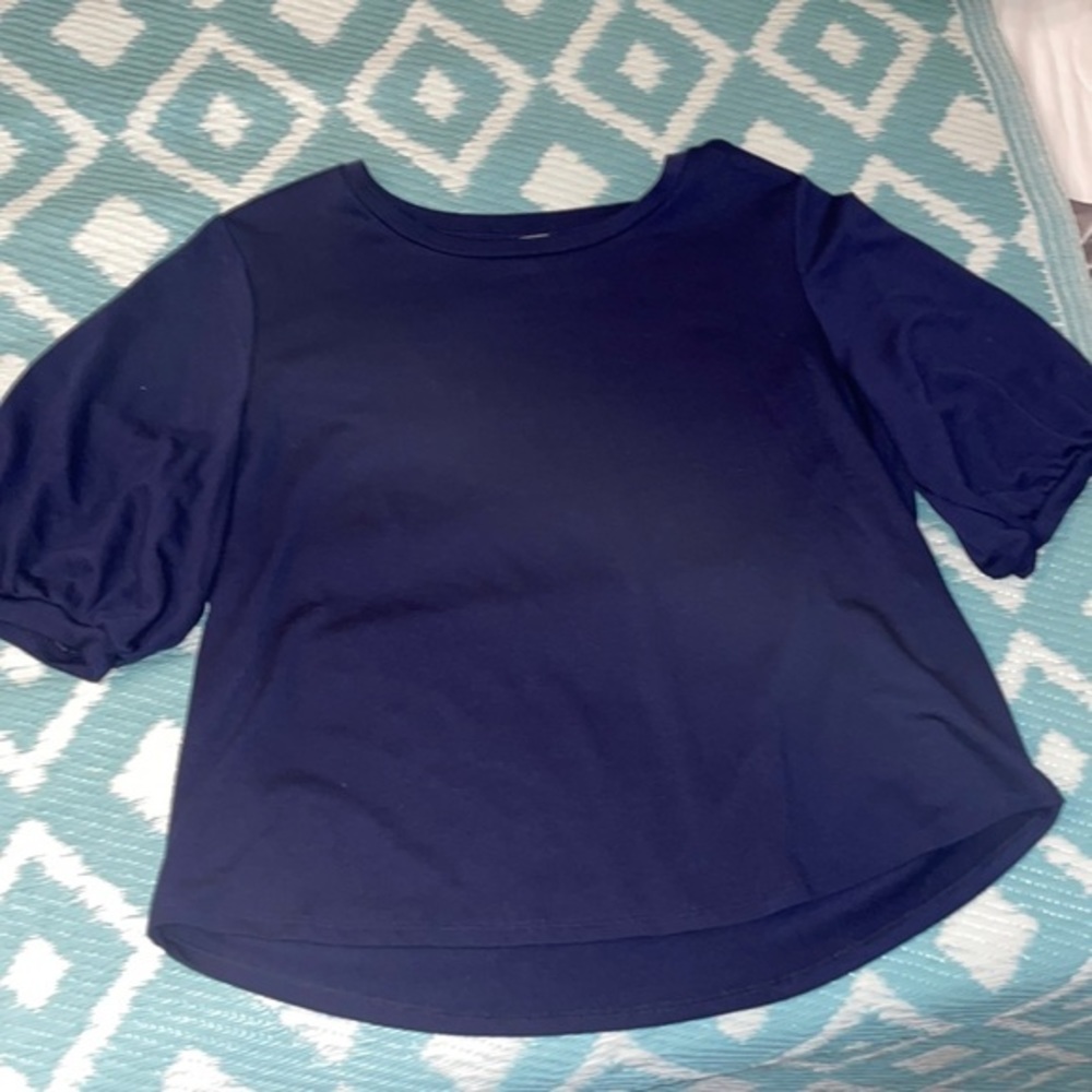 Puff Sleeve Blouse Blue X-Large